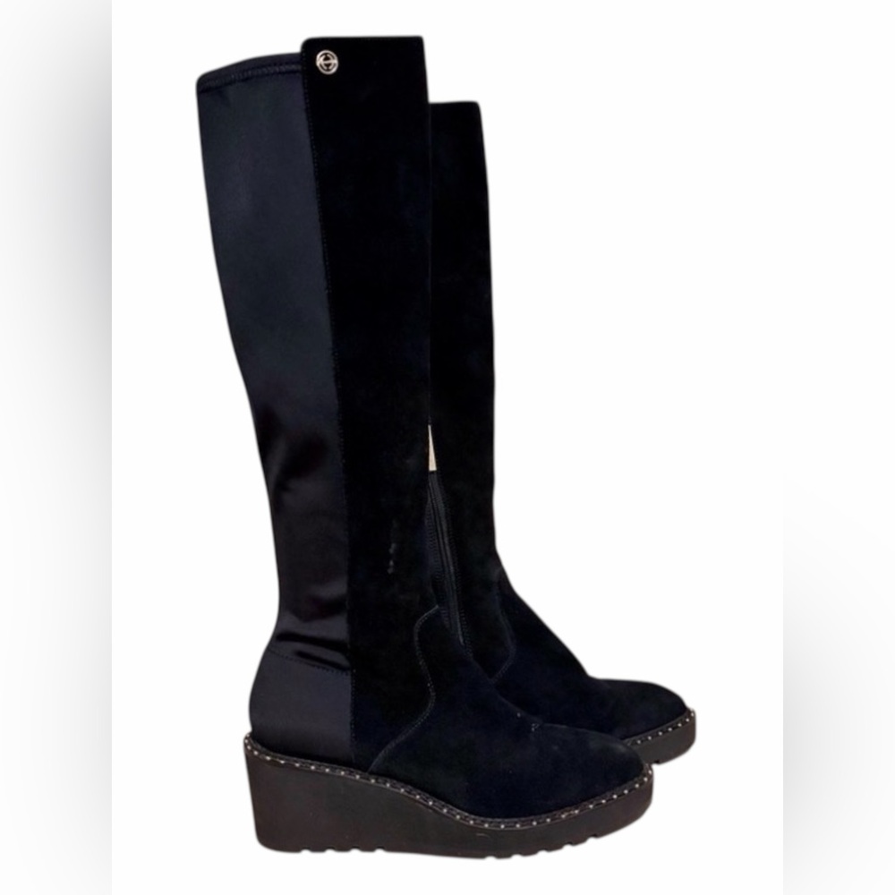 Cecelia New York β Gerber Knee High Boots β Black Suede Stretch β Sz 8.5